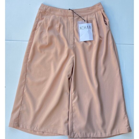 Nasty Gal Rehab Blush Crepe Culottes Women’s S High Rise Pleated Wide Leg Pants - Picture 2 of 13